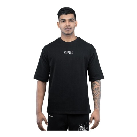 1 - Athflex Men's Relaxed Fit Dark Flex Oversized T-Shirt,  XL  Black 
