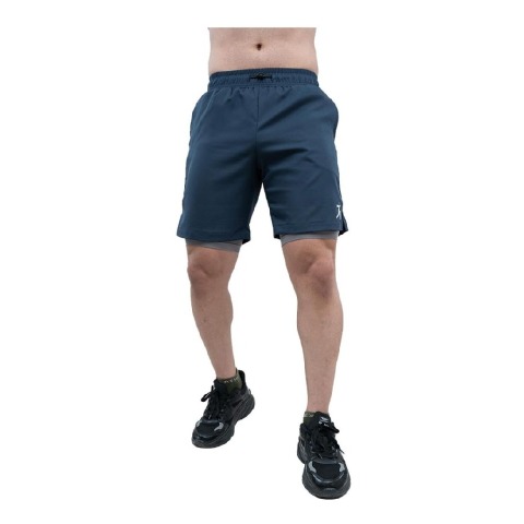 1 - Athflex Men's Nylon-Spandex Workout 2in1 Shorts,  XXL  Navy Blue 