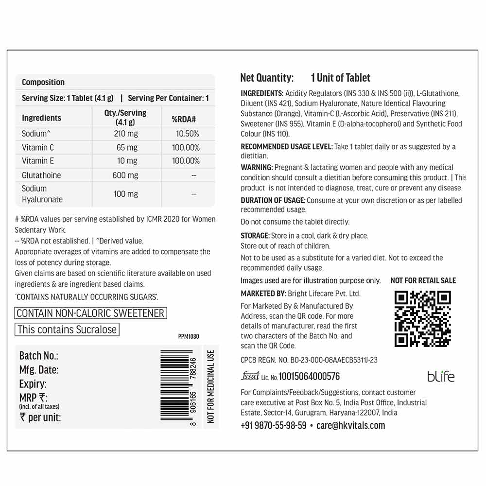 1 - HealthKart HK Vitals Glutathione Effervescent,  Orange (Sample Pack)  1 tablet(s) 