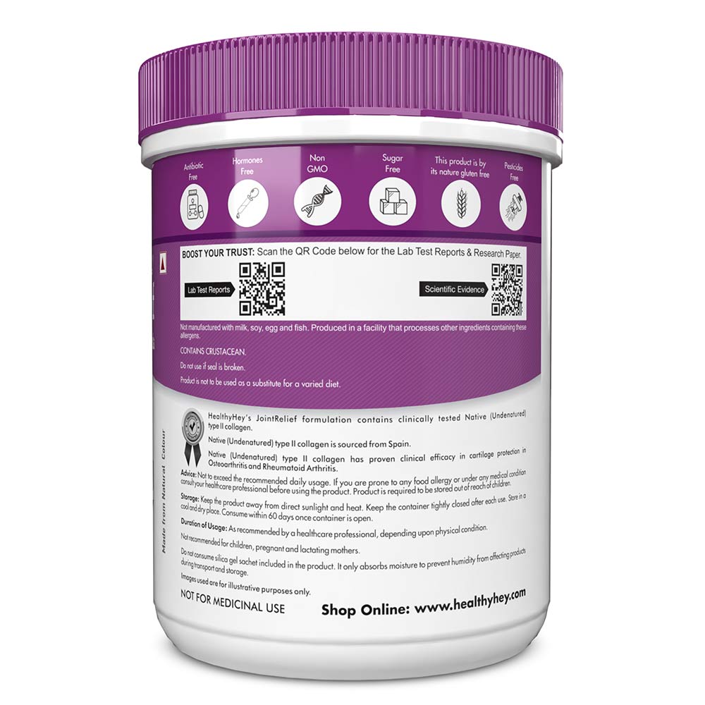2 - HealthyHey Nutrition JointRelief Collagen Peptide Type 1 2 & 3 (Hydrolysed),  200 g  Orange 