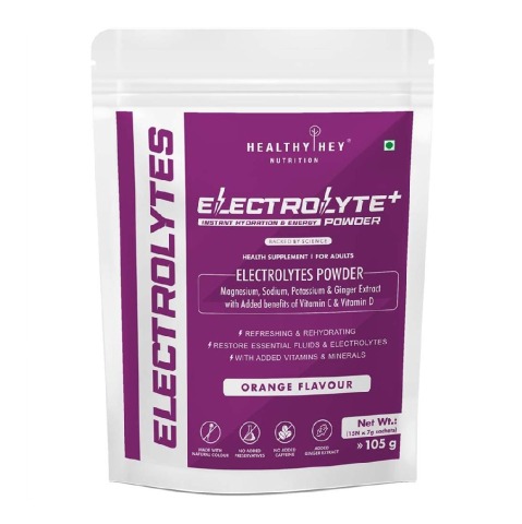 1 - HealthyHey Nutrition Electrolyte Instant Hydration & Energy Drink,  15 sachets/pack  Orange 