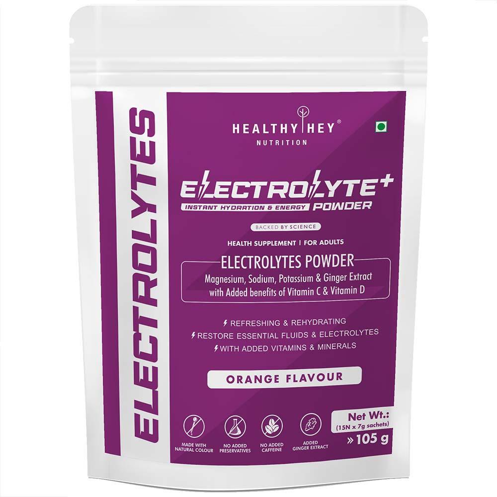 1 - HealthyHey Nutrition Electrolyte Instant Hydration & Energy Drink,  15 sachets/pack  Orange 