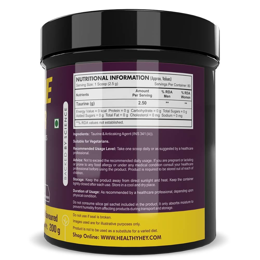 2 - HealthyHey Nutrition Sports Taurine Powder,  200 g 