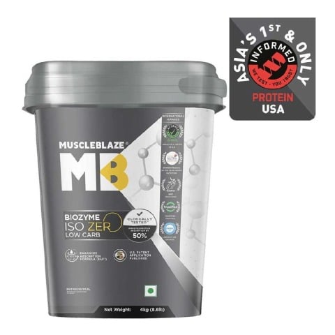 1 - MuscleBlaze Biozyme Iso-Zero Powder, 8.8 lb Low Carb Ice Cream Chocolate