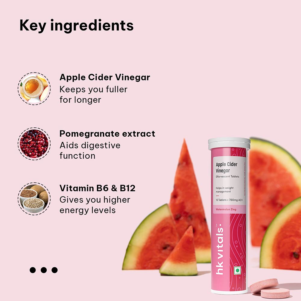 4 - HealthKart HK Vitals ACV 750 mg Effervescent,  60 tablet(s)  Watermelon