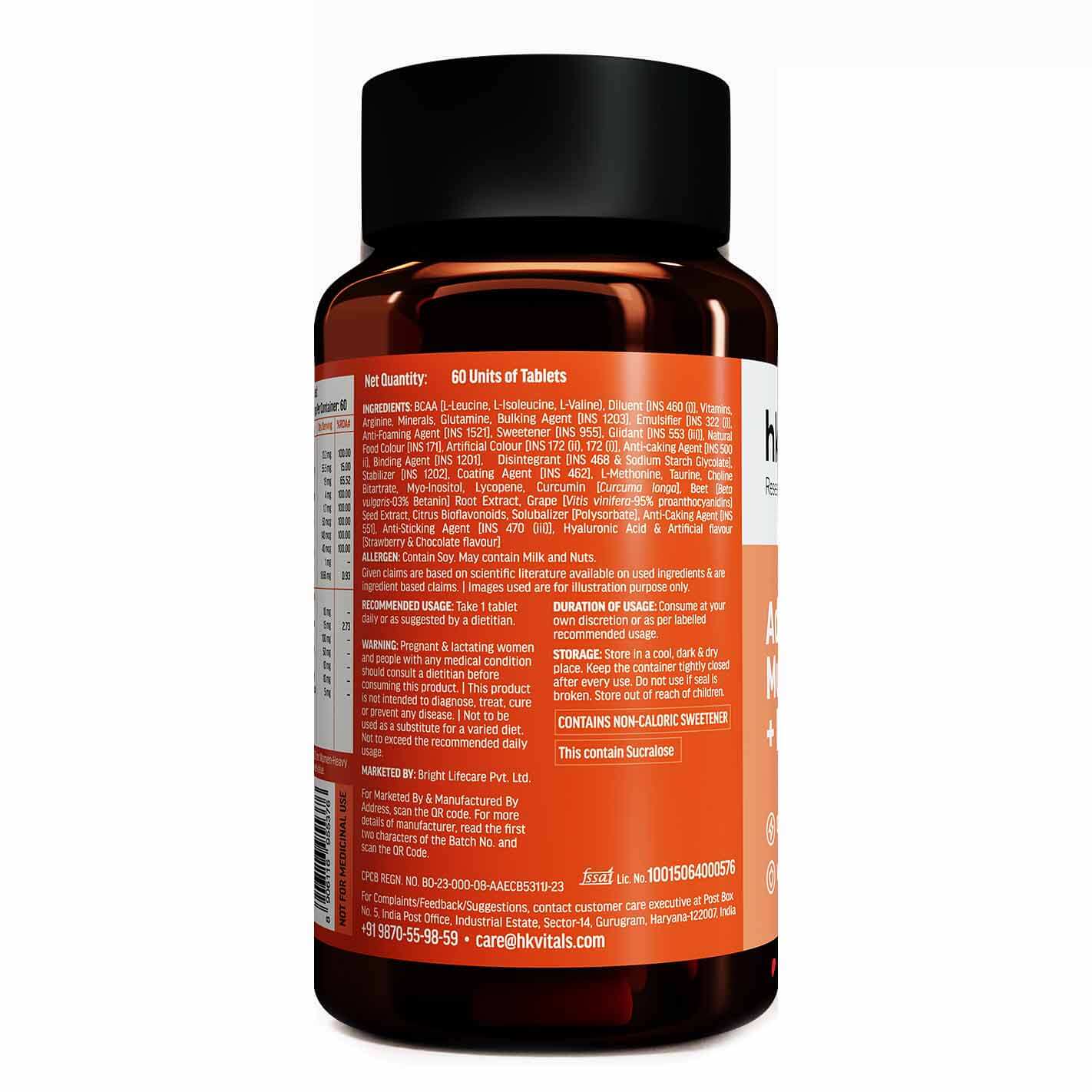 1 - HK Vitals Mulvitamin + BCAA,  60 tablet(s)  Unflavoured