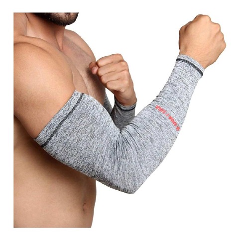 2 - SportSoul Compression Arm Sleeves,  Grey Melange  Large 