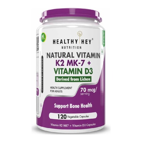 1 - HealthyHey Nutrition Natural Vitamin K2 MK7 with Vegan D3,  Unflavoured  120 capsules 