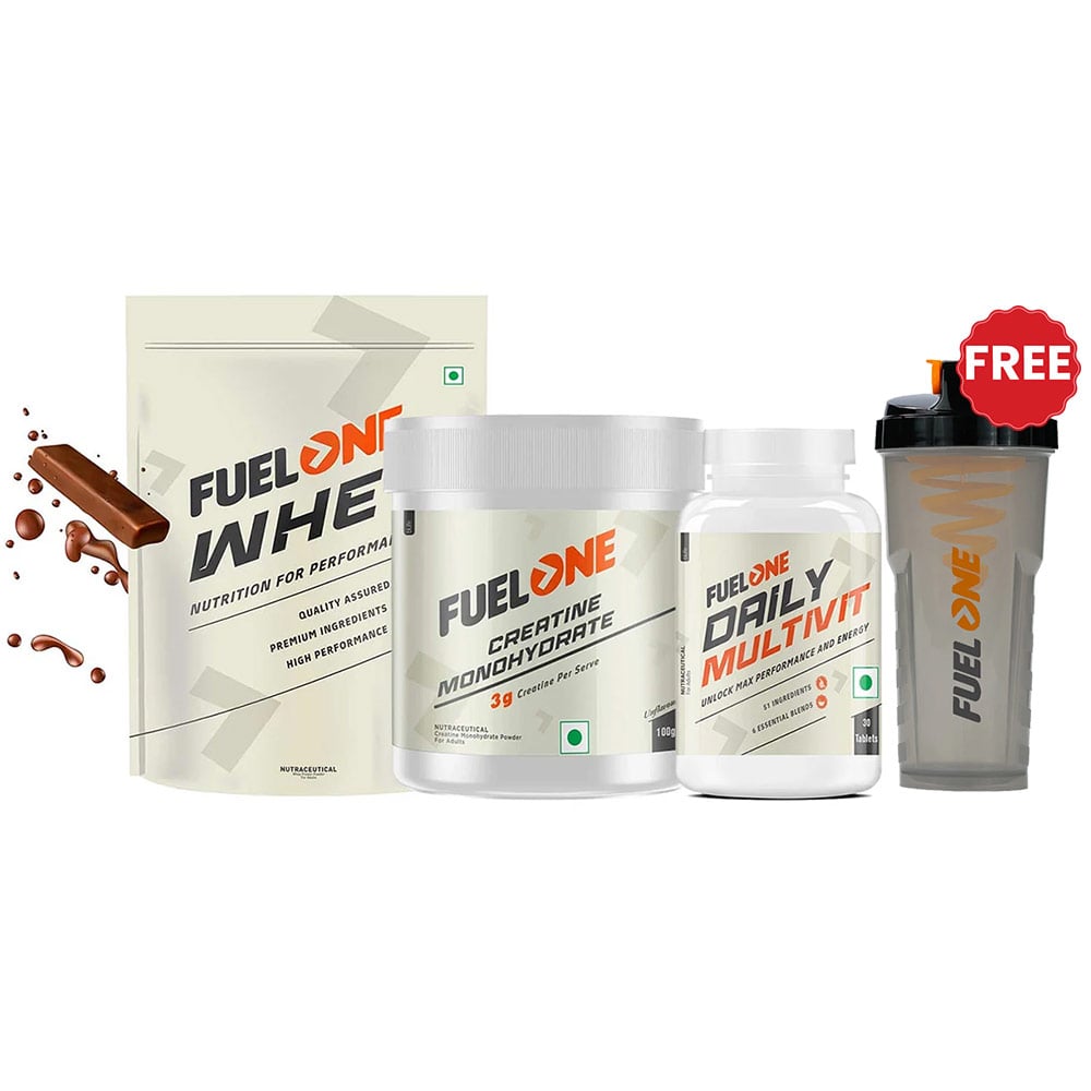 Fuel One Whey Protein Powder 1 kg Rich Chocolate & 100g Creatine Monohydrate & Daily Multivitamin 30 Tabs Combo