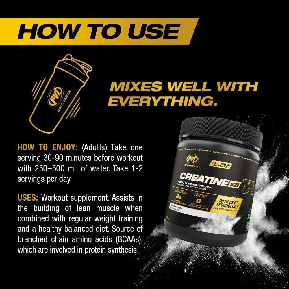 5 - PVL Creatine X8,  Unflavoured  0.55 lb 
