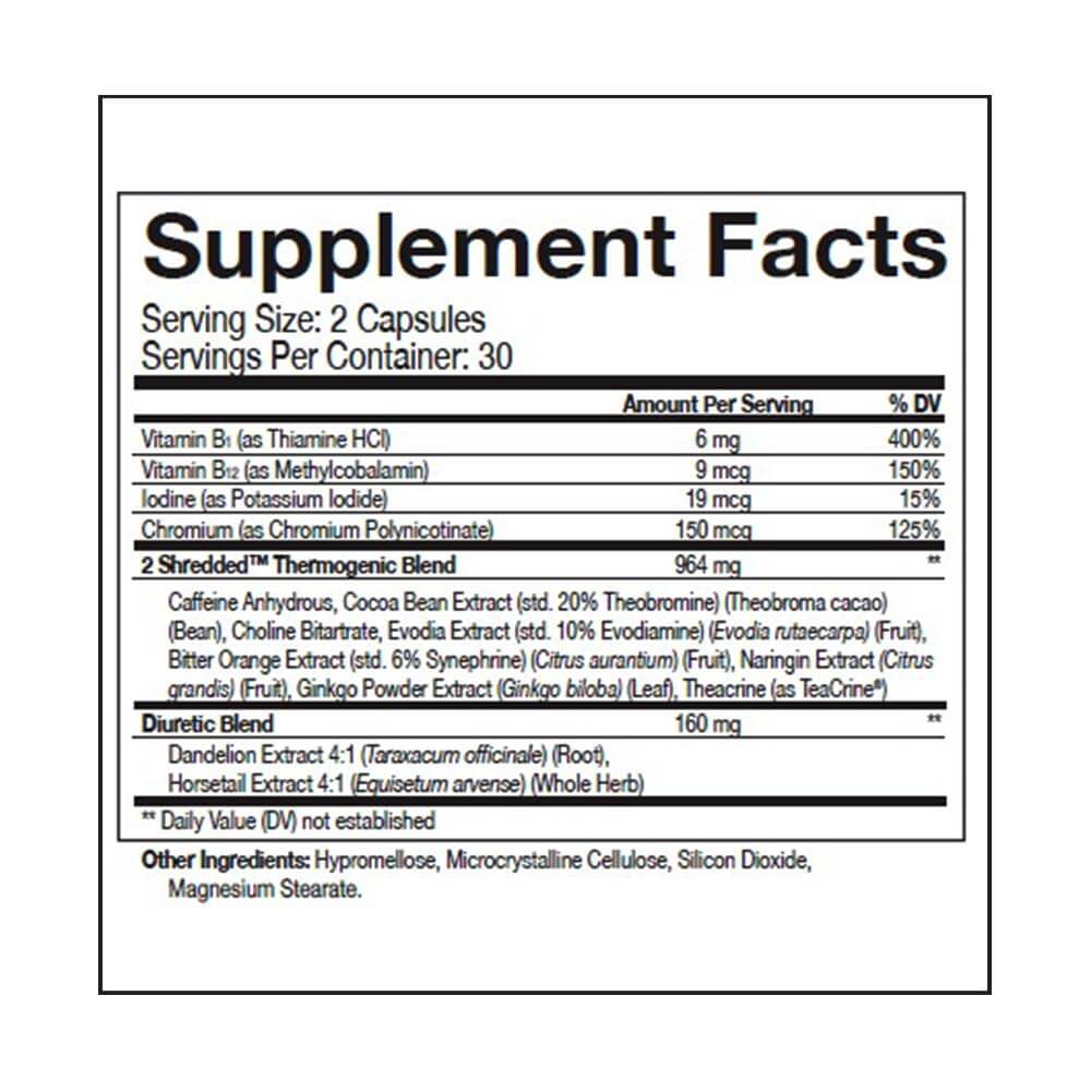 1 - Beast Sports Nutrition 2 Shredded,  60 capsules  Unflavoured (supplement)