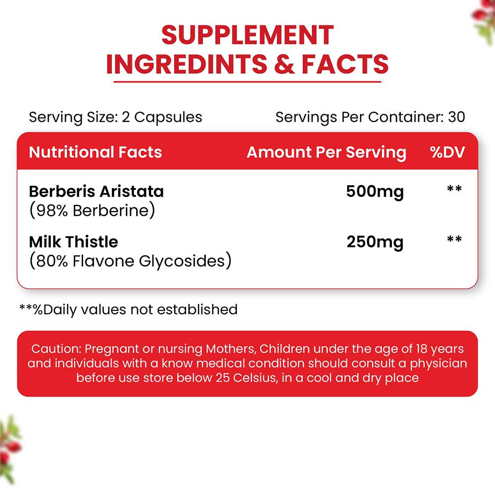 1 - Vlado's Himalayan Organics Berberis Aristata Berberine 98% with Milk Thistle,  60 veggie capsule(s) 