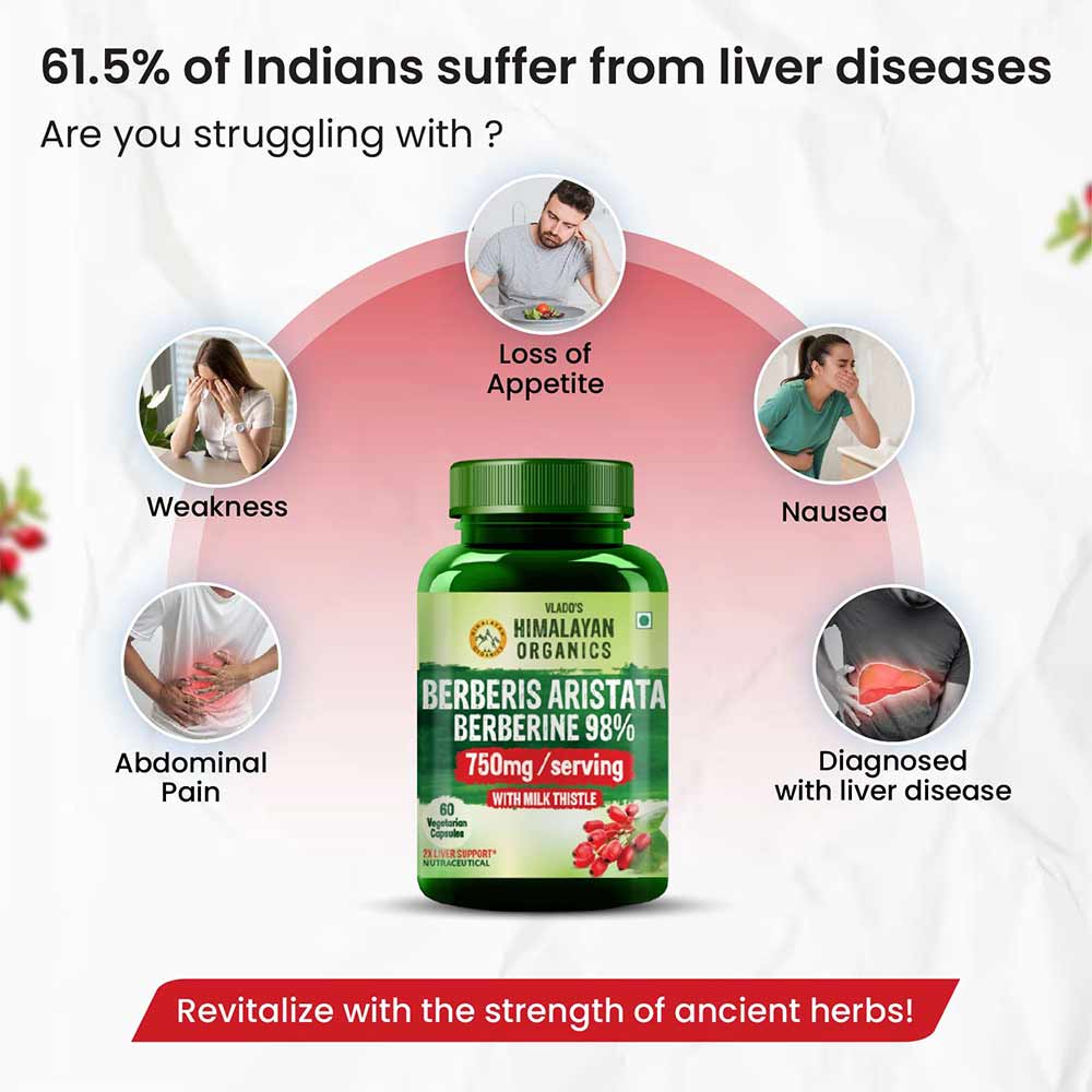 5 - Vlado's Himalayan Organics Berberis Aristata Berberine 98% with Milk Thistle,  60 veggie capsule(s) 
