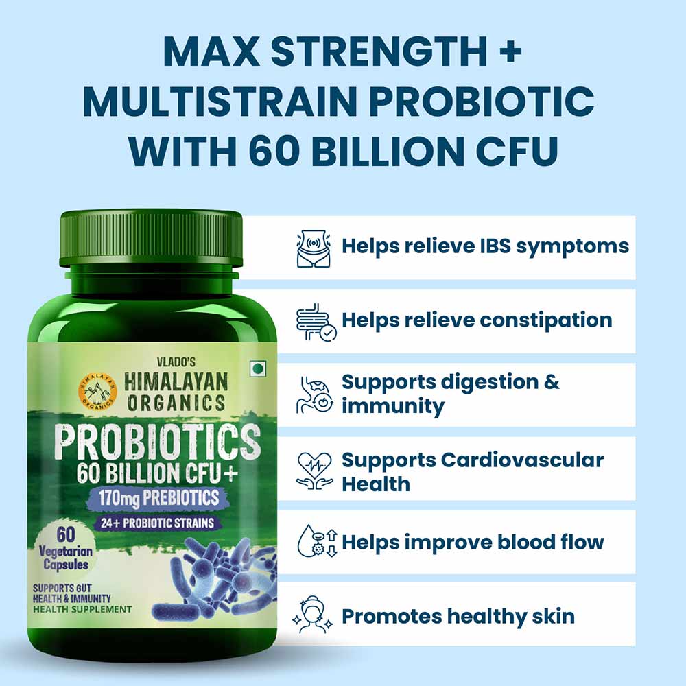 3 - Vlado's Himalayan Organics Probiotics 60 Billion CFU + 170mg Prebiotics,  60 veggie capsule(s)  Unflavoured 