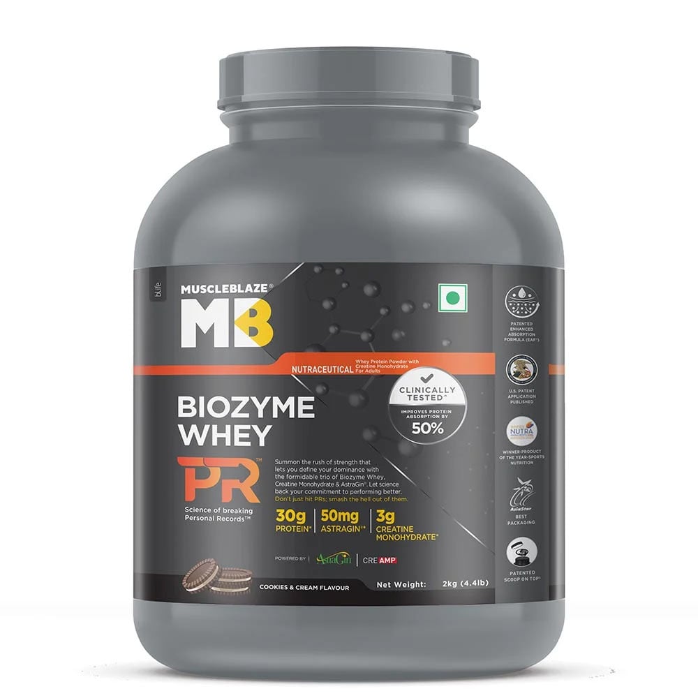 1 - MuscleBlaze Biozyme Performance Whey PR OP,  4.4 lb  Cookies & Cream 