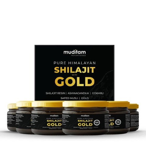 1 - Muditam Pure Himalayan Shilajit with Gold (Pack of 6),  20 g 