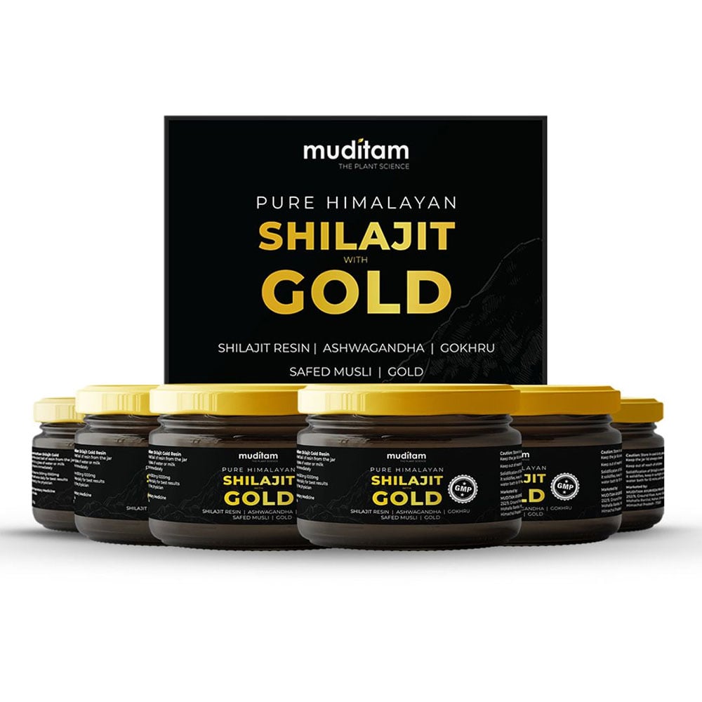 Muditam Pure Himalayan Shilajit with Gold (Pack of 6), 20 g-image-46