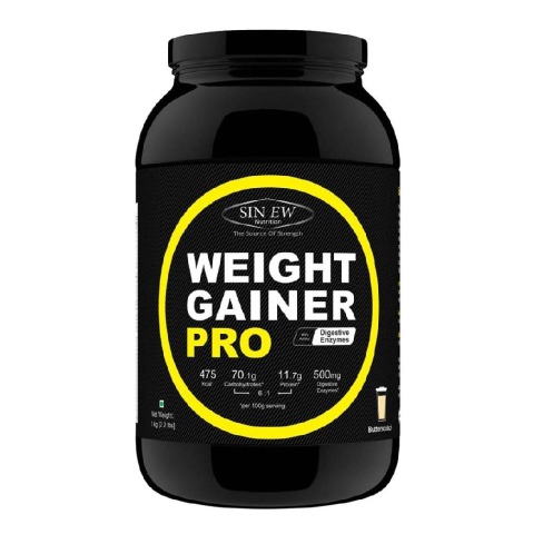 Sinew Nutrition Weight Gainer Pro with Digestive Enzymes,  2.2 lb  Butterscotch 