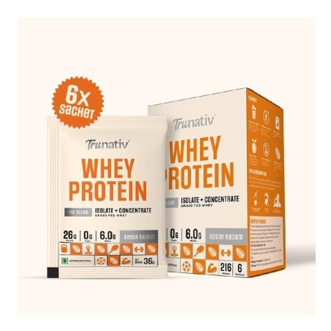 1 - TruNativ Pro Blend Whey Protein,  6 sachets/pack  Kesar Badam 