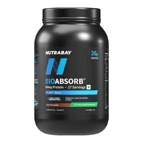 1 - Nutrabay BioAbsorb Whey Protein,  2.2 lb  Dark Chocolate 