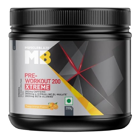 1 - MuscleBlaze PRE Workout 200 Xtreme,  0.44 lb  Tangy Orange 