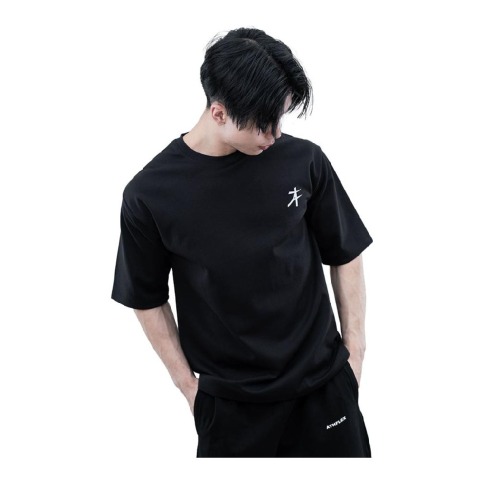 1 - Athflex Relaxed Fit Round Neck Unchained Oversize T-Shirt,  Large  Black 