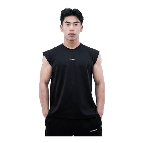 1 - Athflex Men's Sleeveless Elevate Boxy Tank,  Small  Black 