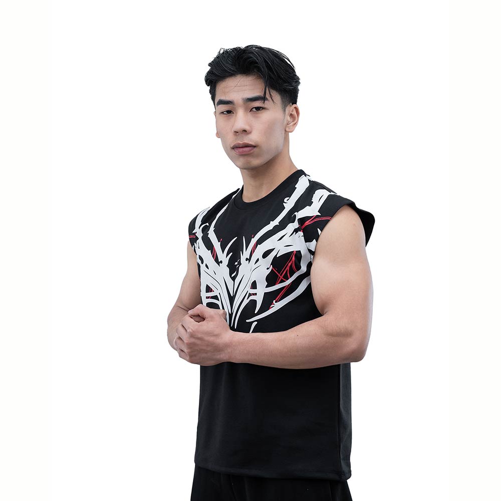 2 - Athflex Men's Sleeveless Tribal Boxy Tank,  Small  Black 