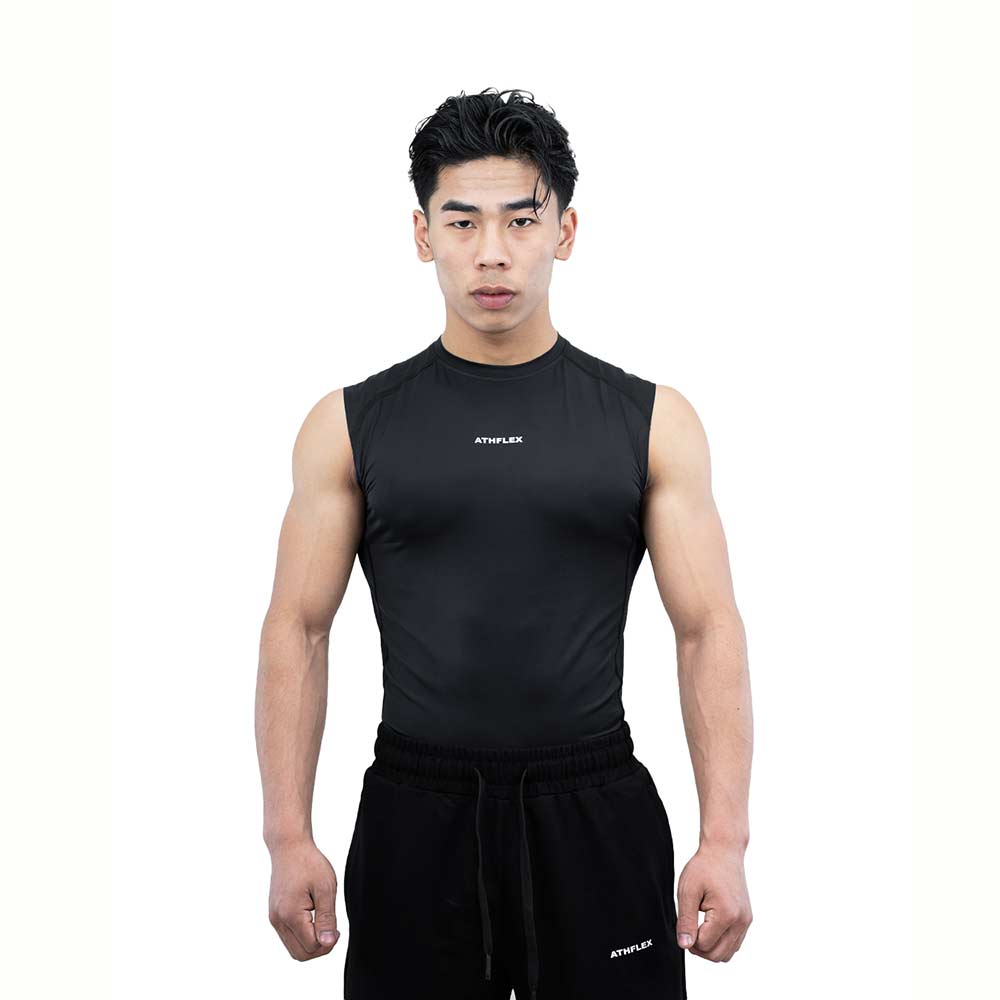 1 - Athflex Men's Sleeveless Ace Compression Tank,  Large  Black 