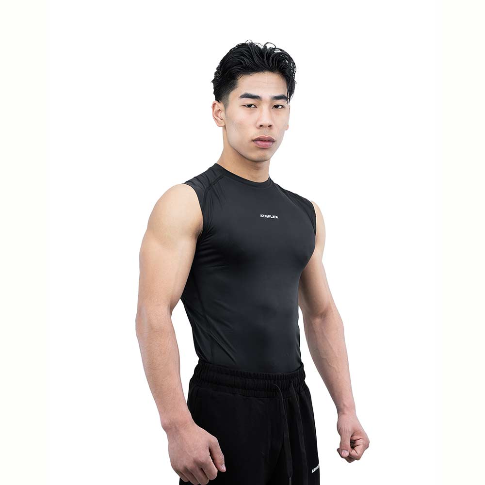 4 - Athflex Men's Sleeveless Ace Compression Tank,  Medium  Black 