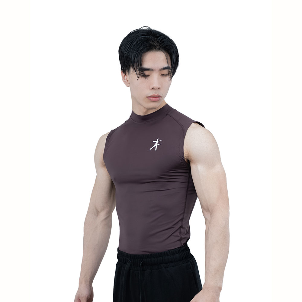 2 - Athflex Men's Sleeveless Hustle Highneck Compression Tank,  XXL  Aubergine 