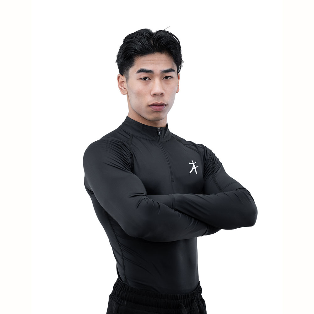 4 - Athflex Men's Compression Fit Hustle Highneck Pullover,  Black  Large 