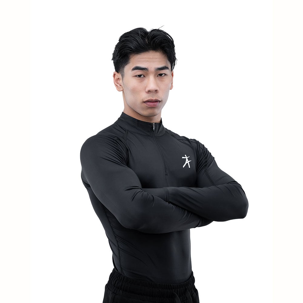 4 - Athflex Men's Compression Fit Hustle Highneck Pullover,  Black  Small 