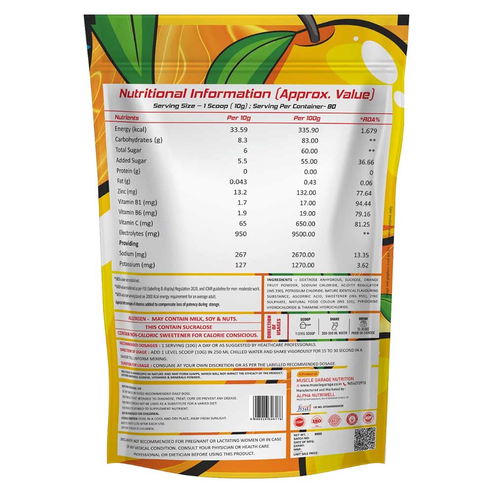 2 - Muscle Garage GOAT Hydration Refuel Energy Drink,  900 g  Mango 