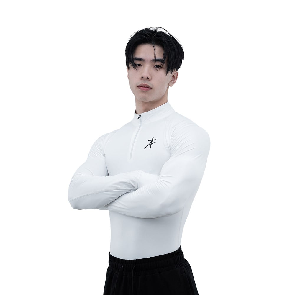 4 - Athflex Men's Compression Fit Hustle Highneck Pullover,  White  XL 