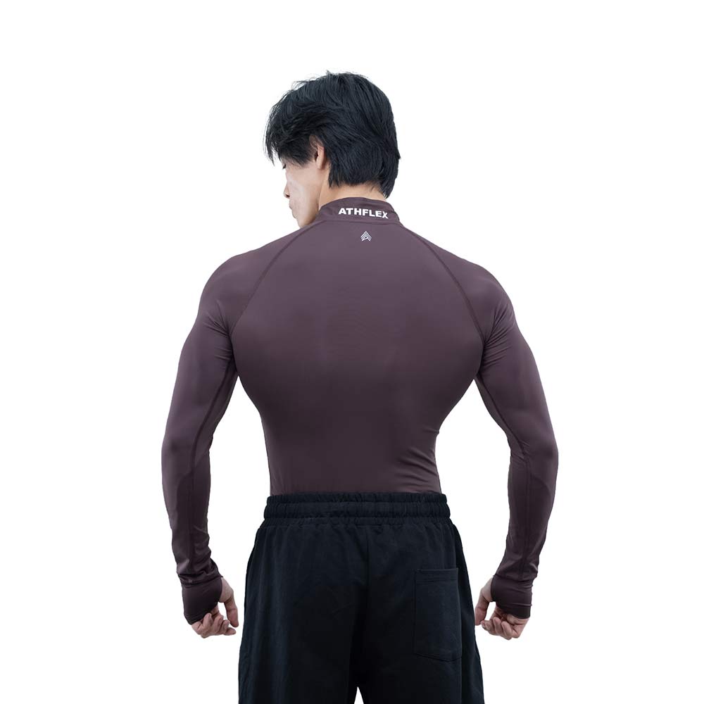 3 - Athflex Men's Compression Fit Hustle Highneck Pullover,  Aubergine  Medium 