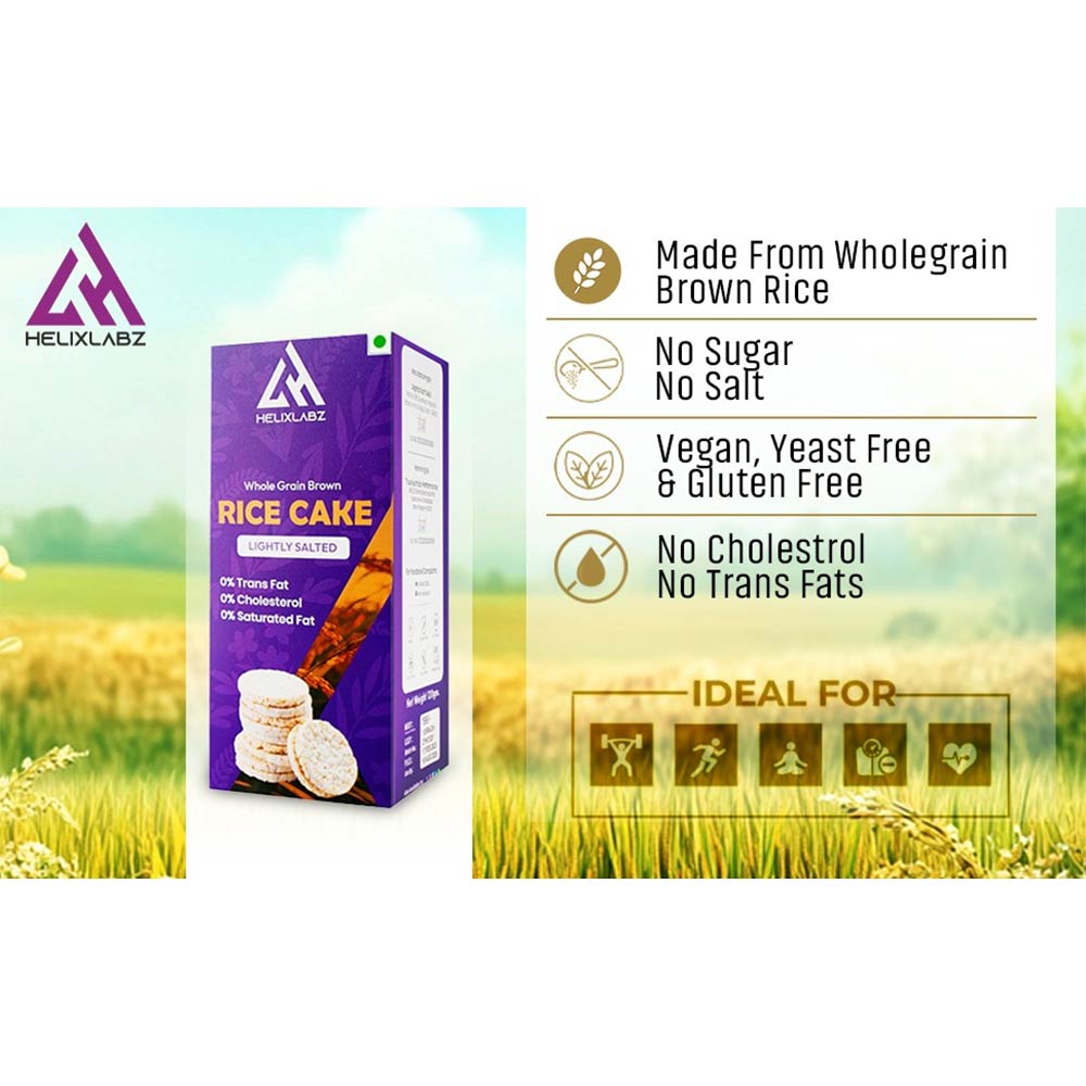 3 - Helixlabz Whole Grain Brown Rice Cake,  15 Piece(s)/Pack  Lightly Salted 