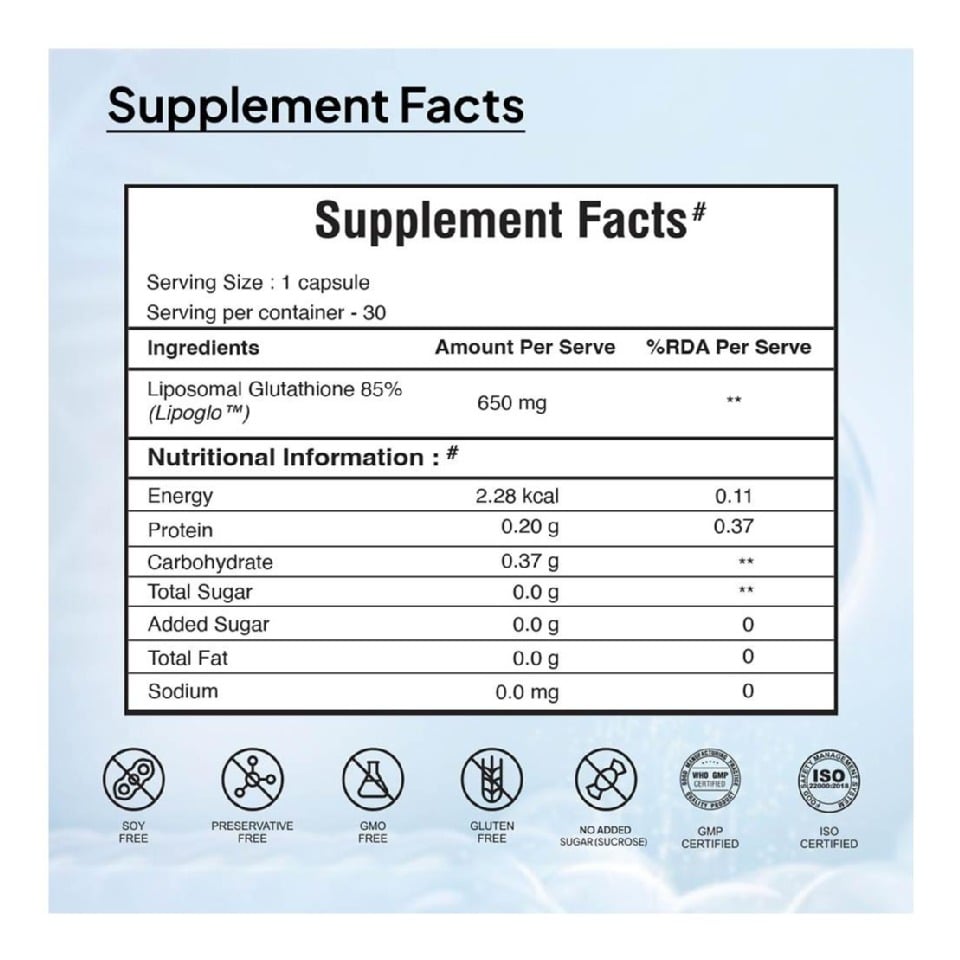 glutathione glutamic acid collagen Liposomal Glutathione 85% at Best Price in India