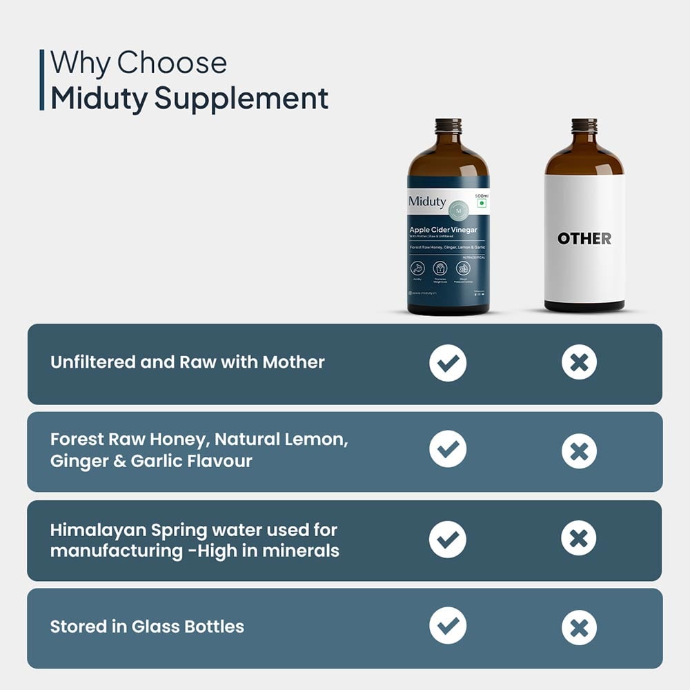 6 - Miduty Apple Cider Vinegar with Mother,  500 ml  Raw & Unfiltered 