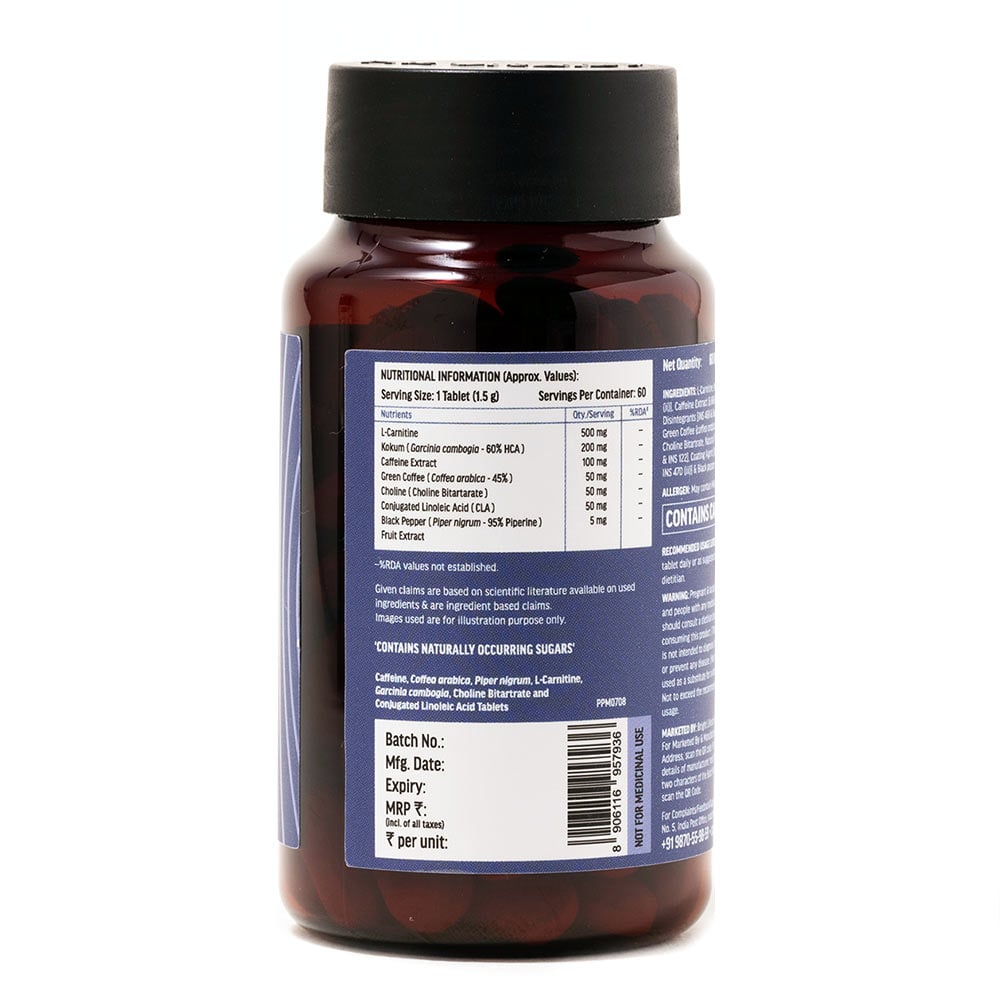 9 - HK Vitals Fat Burner with Caffeine L- Carnitine & Garcinia,  60 tablet(s)  Unflavoured