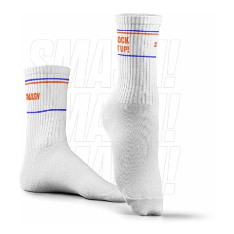 2 - Smash Socks,  White - Too Jacked  Crew Length 