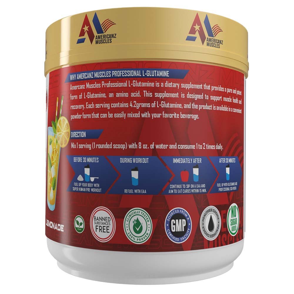 2 - Americanz Muscles Professional L-Glutamine,  0.66 lb  Lemonade 