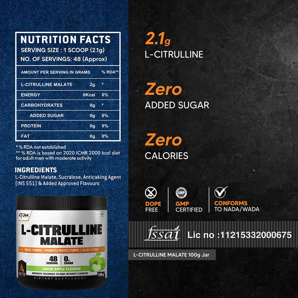 4 - AS-IT-IS Nutrition ATOM L-Citrulline Malate,  0.22 lb  Green Apple 