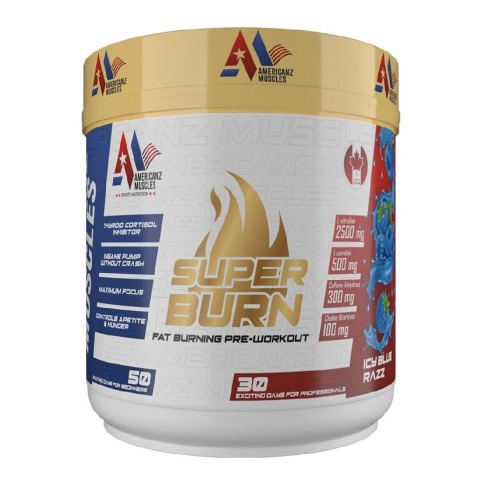 1 - Americanz Muscles Super Burn,  0.66 lb  Icy Blue Razz 