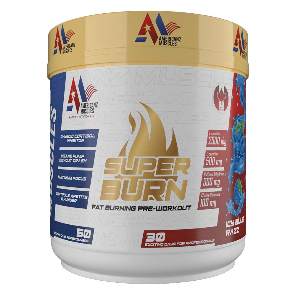 1 - Americanz Muscles Super Burn,  0.66 lb  Icy Blue Razz 