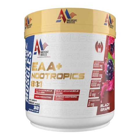 1 - Americanz Muscles EAA + Nootropics 8:1:1,  Black Grape  0.66 lb  30 Servings 