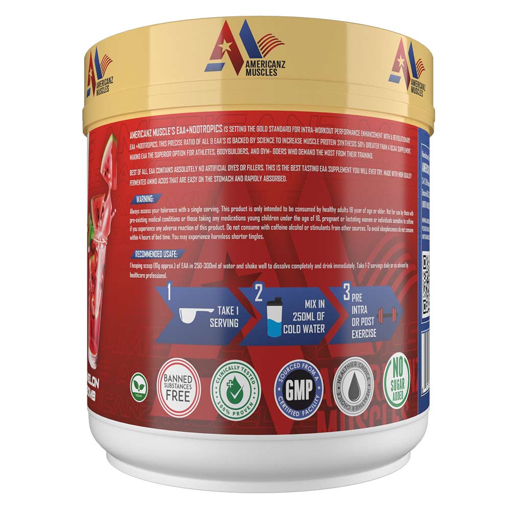 2 - Americanz Muscles EAA + Nootropics 8:1:1,  Melon Bomb  0.66 lb  30 Servings 