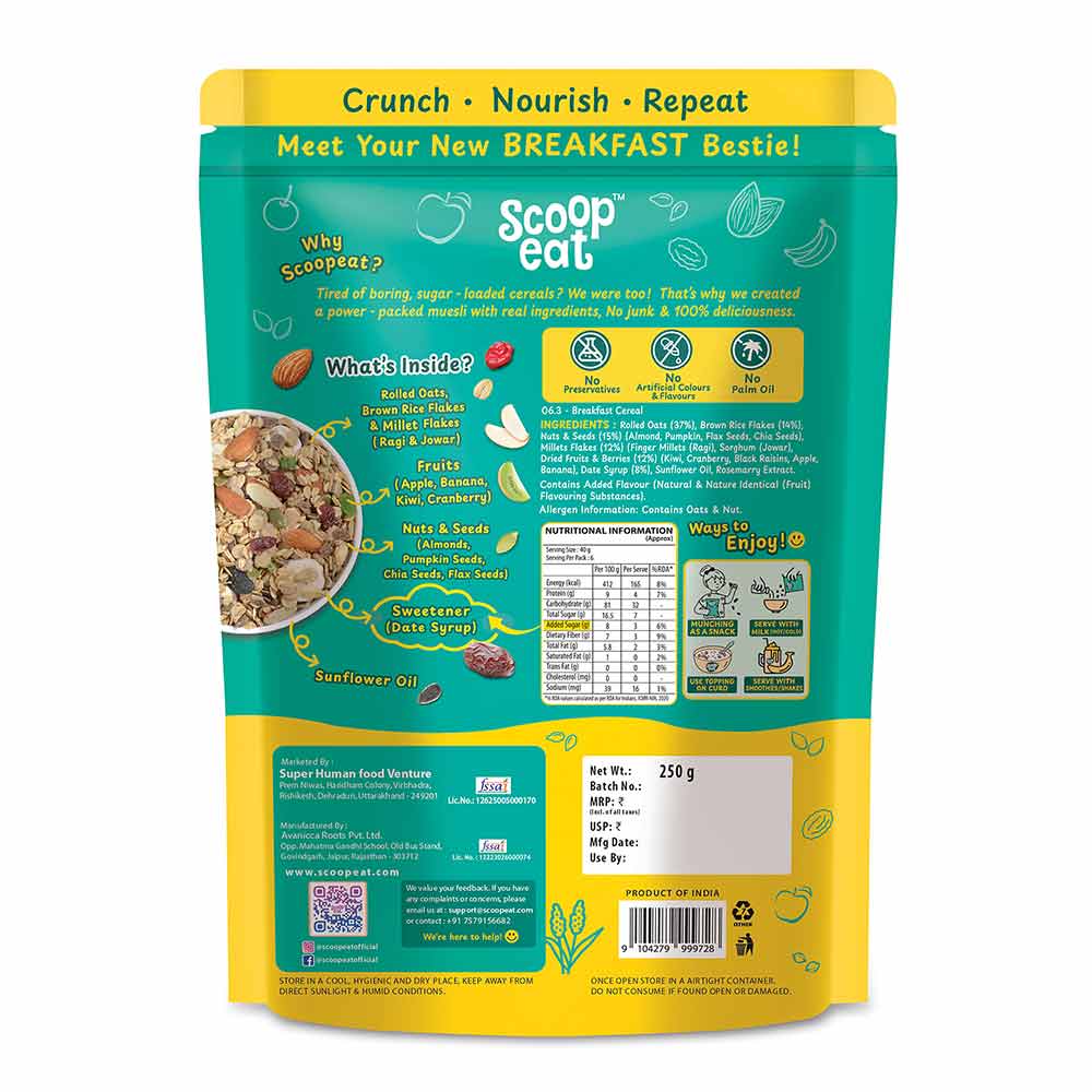 8 - Scoopeat Millet Muesli,  250 g  Fruit & Nut 