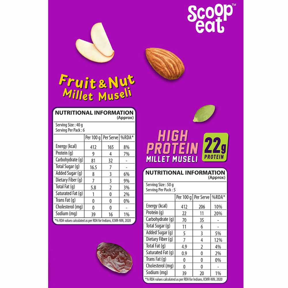 4 - Scoopeat Millet Muesli Combo,  2 Piece(s)/Pack  High Protein & Fruit & Nut 