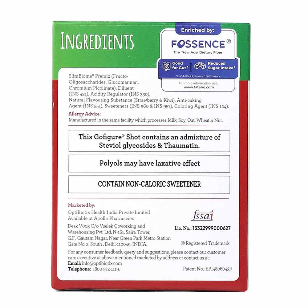 3 - GoFigure Pre Meal Supplement Powder Shot,  21 sachets/pack  Strawberry & Kiwi 